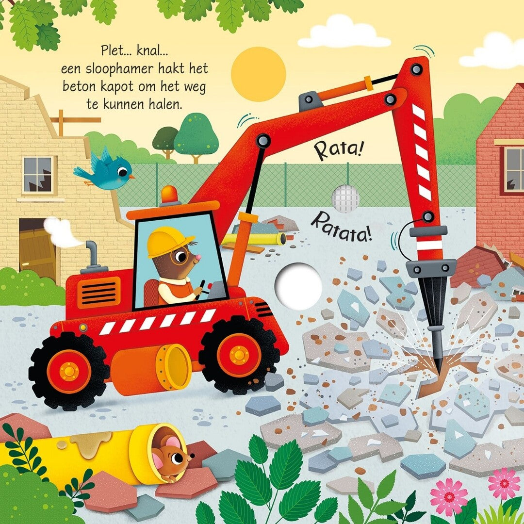 Uitgeverij usborne geluidenboek bouwplaats