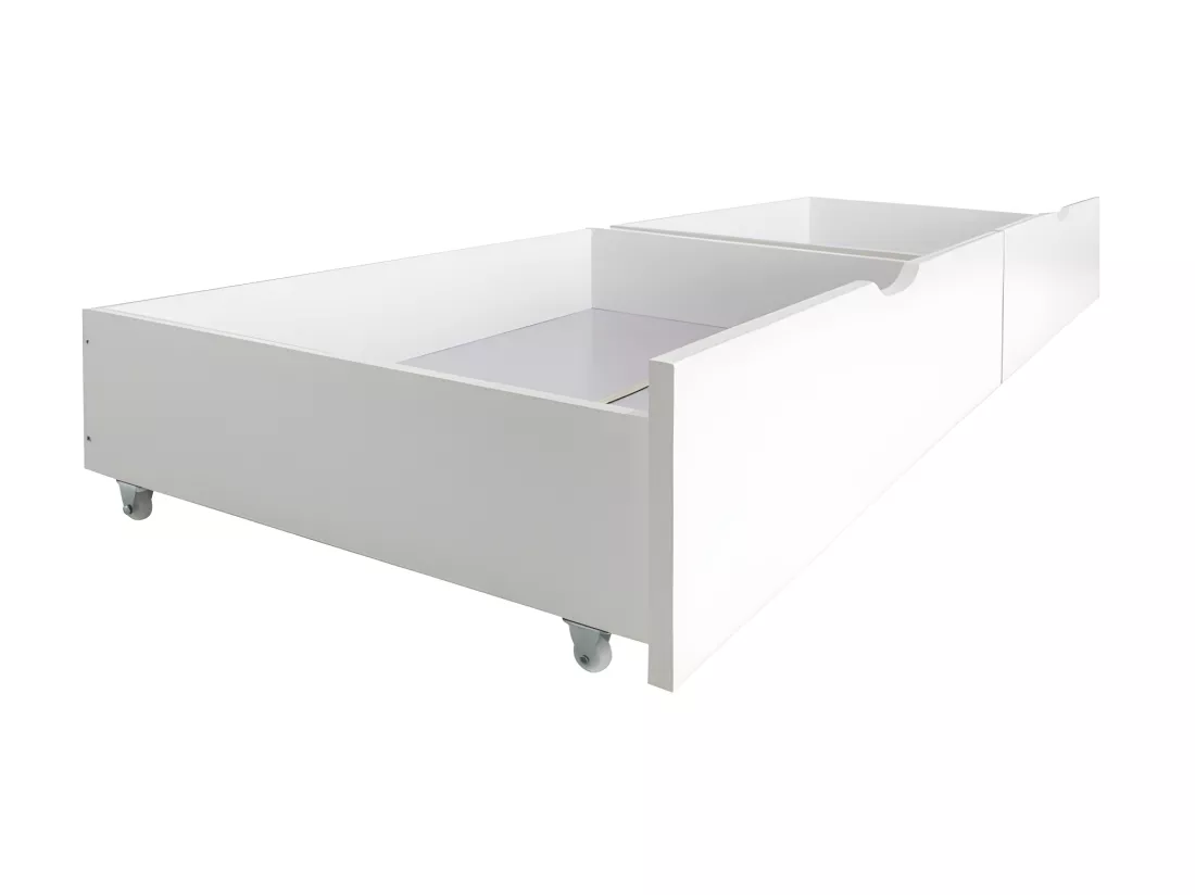 Lit superposé + 2 tiroirs bois blanc 90x190cm