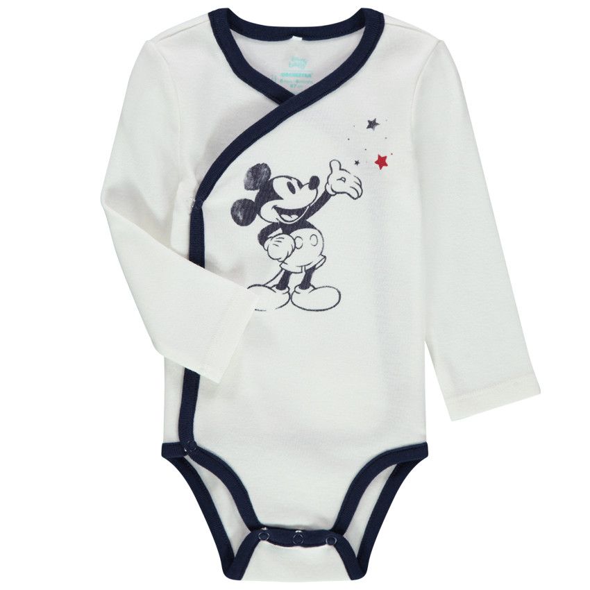 Body manches longues en coton print Mickey Disney - Ecru