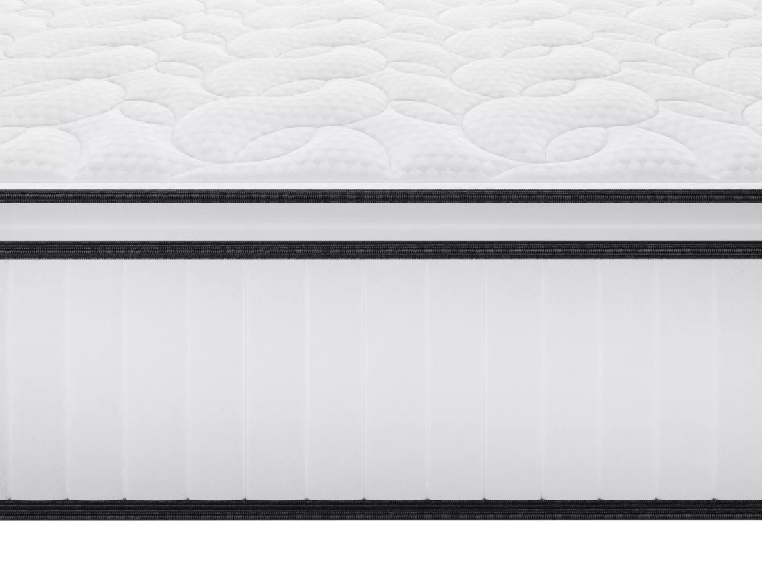 Ensemble 160 x 200 cm sommier coffre naturel clair + matelas anti-feu ressorts ensachés et surmatelas intégré ép.28cm - DELICE de YSMÉE HÔTEL