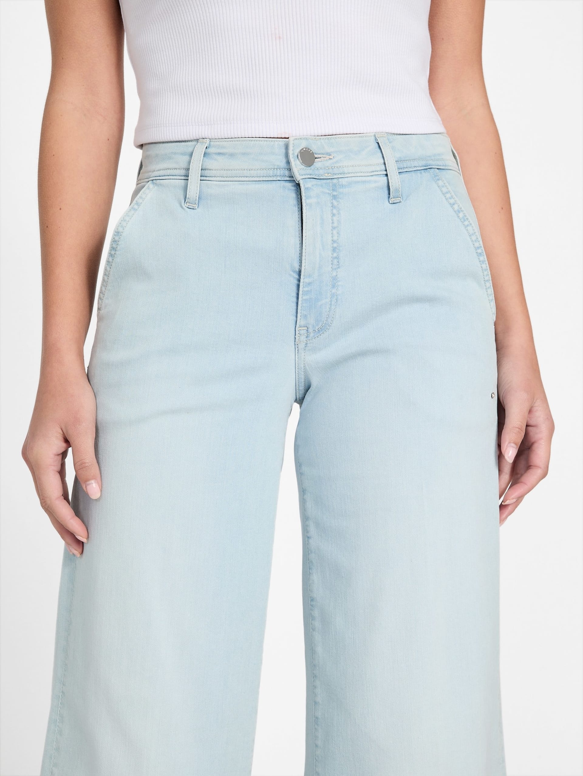 Calça jeans cropped de perna larga Eco Zoya