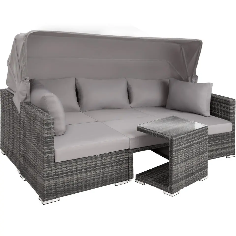 tectake Wicker loungeset San Marino met aluminium frame, Grijs