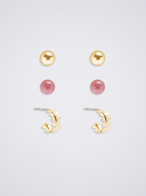 Conjunto de brincos multicoloridos - Rosa