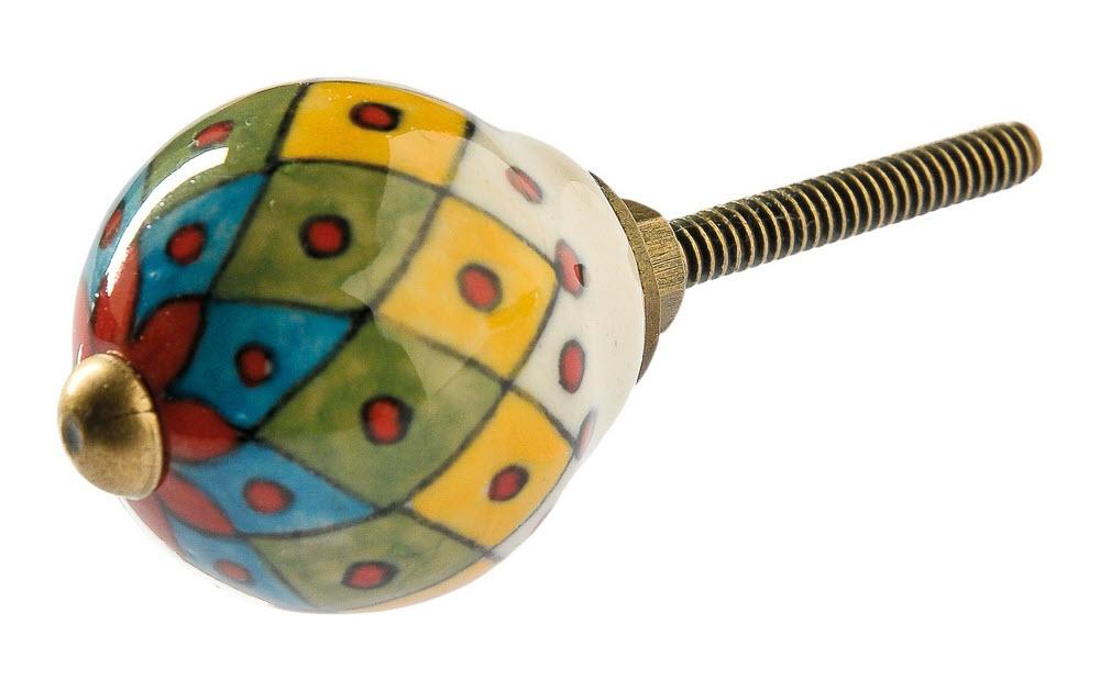 Möbelgriff handgemacht, Ø 3 cm, Mehrfarbig/GoldMöbelknauf mit Muster
