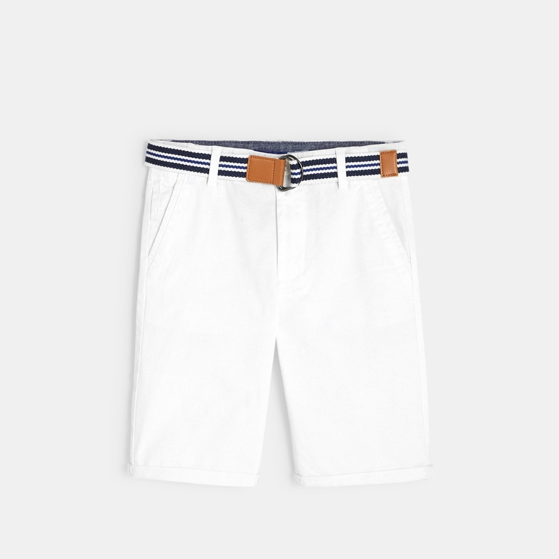 Bermuda stretch imprimé ceinturé blanc garçon