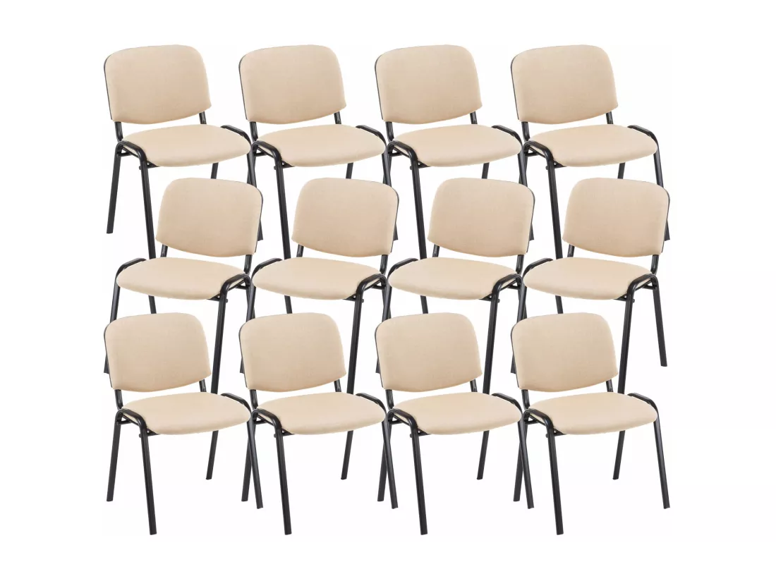 Lot de 12 Chaise de conférence - Tissu & Métal - Crème - Ken