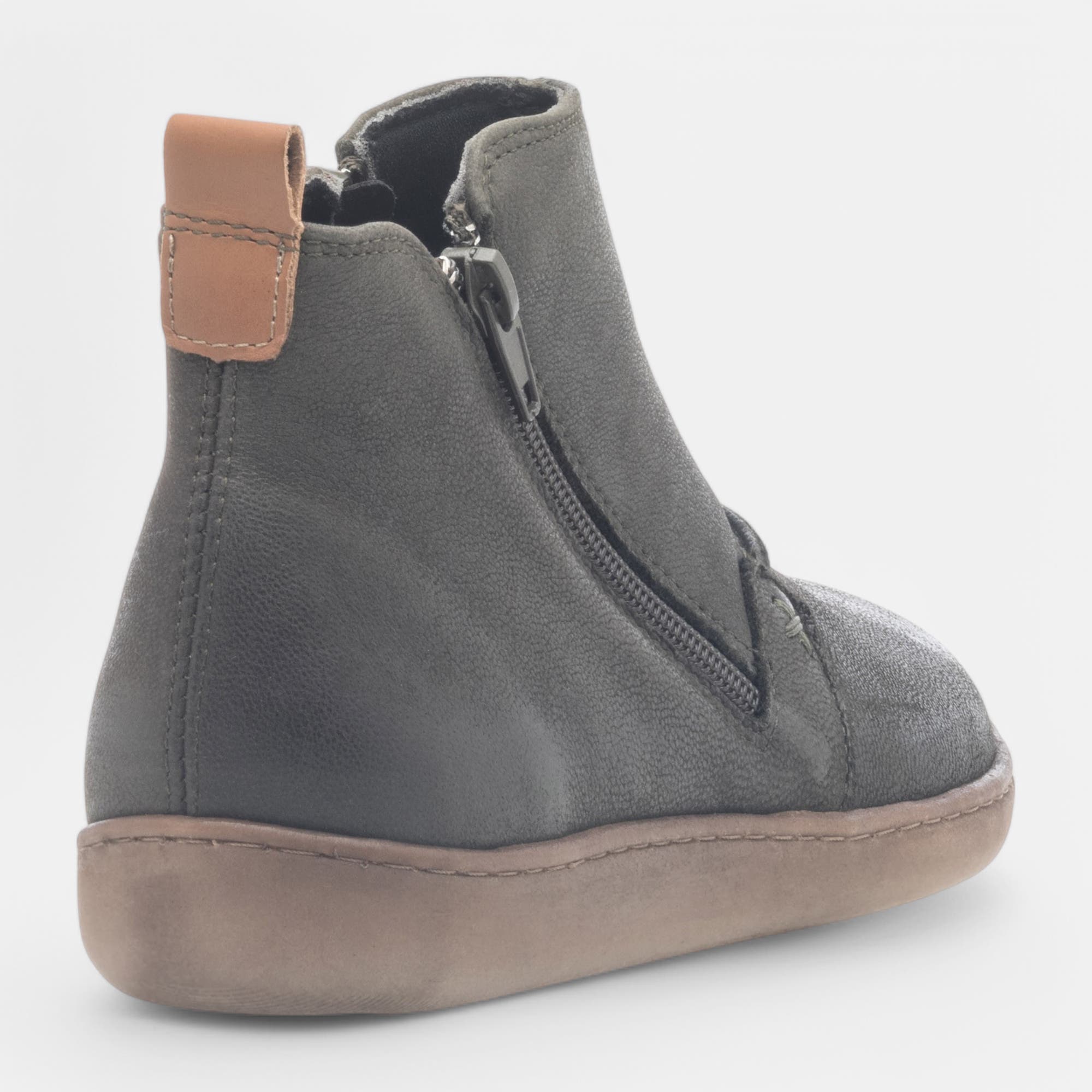 Bottines Femme en cuir kaki