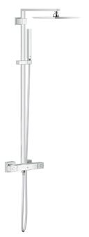 Grohe Cube douchesysteem m. douchekraan thermostatisch m. aquadimmer m. Rainshower Allure hoofdd. en Euph. Cube handd. chroom