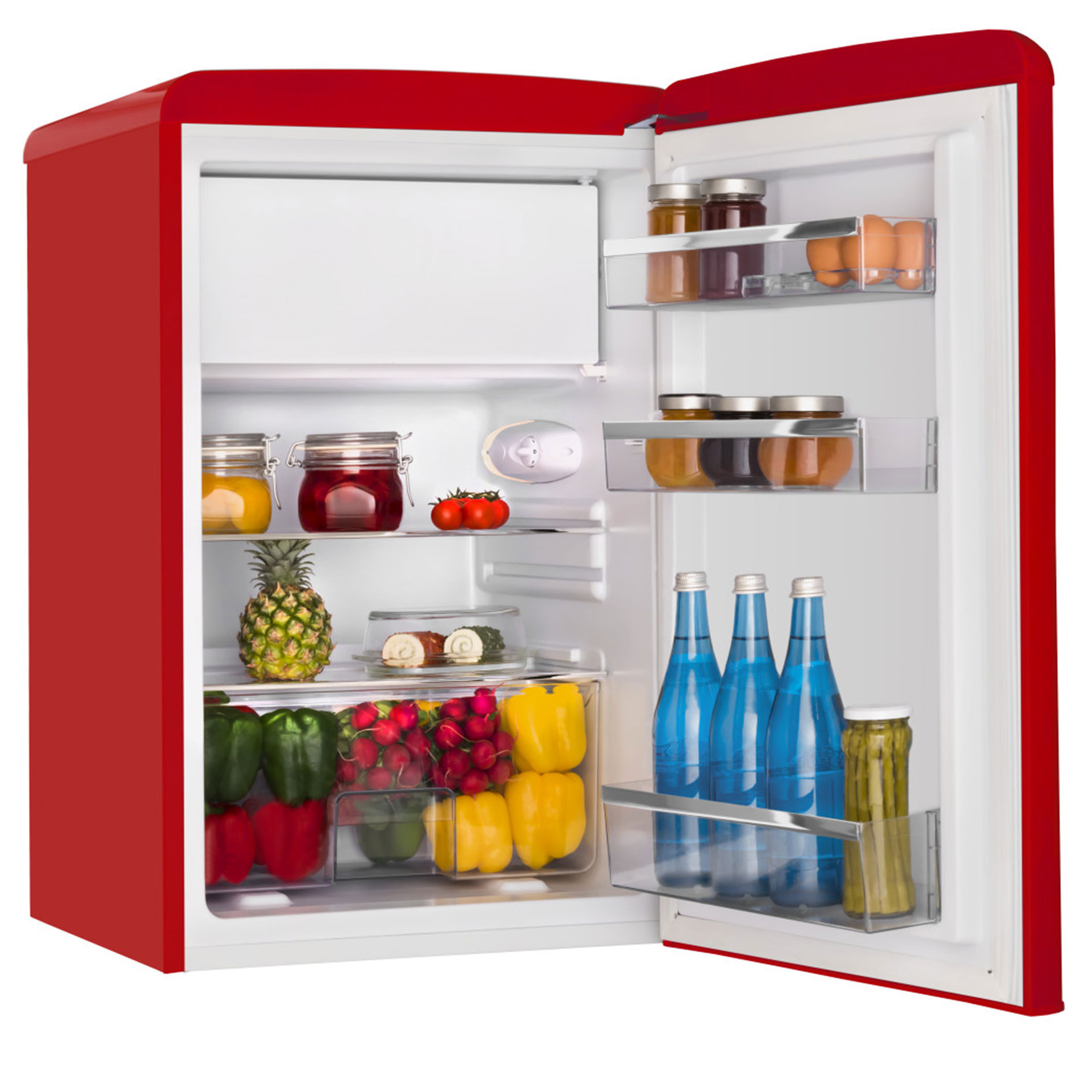 AMICA Retro-Kühlschrank KS15610R - chili red - mit Gefrierfach - E