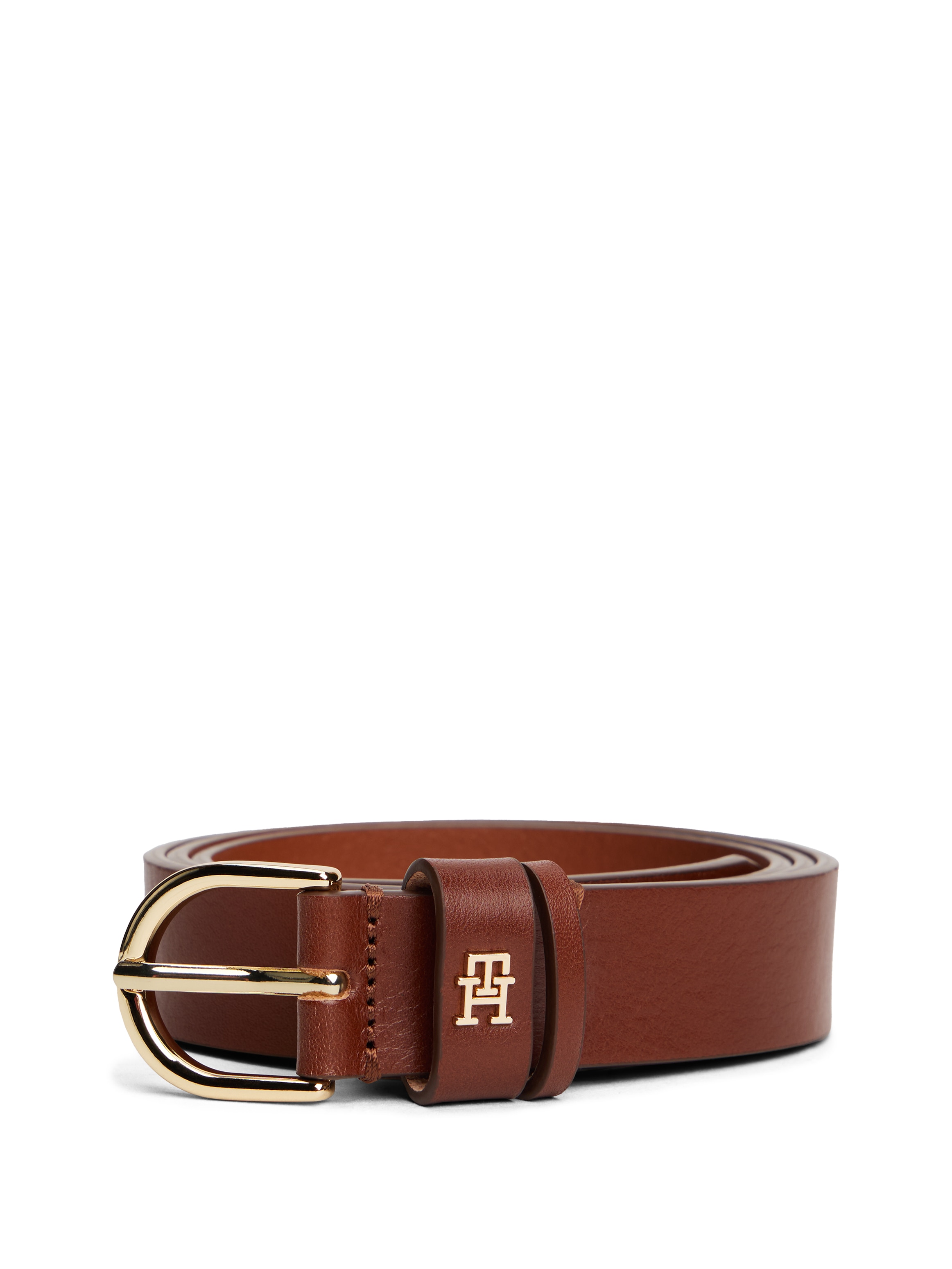 Tommy Hilfiger Ledergürtel »ESSENTIAL EFFORTLESS 2.5 cm breit GOLD«, Logoemblem, weiche Haptik, ovale Einfachdornschliesse