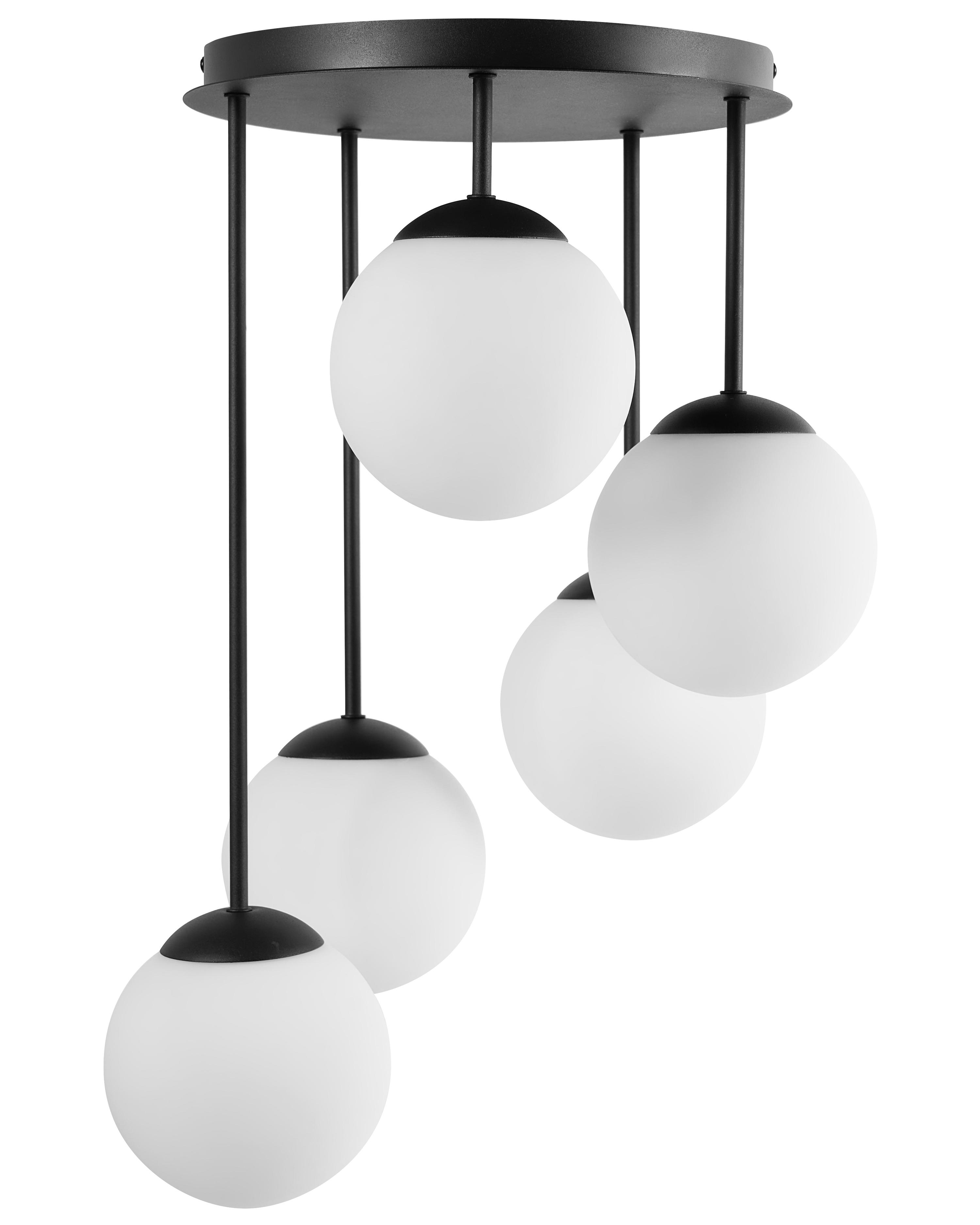 5-lichts hanglamp RIANA Glas Zwart