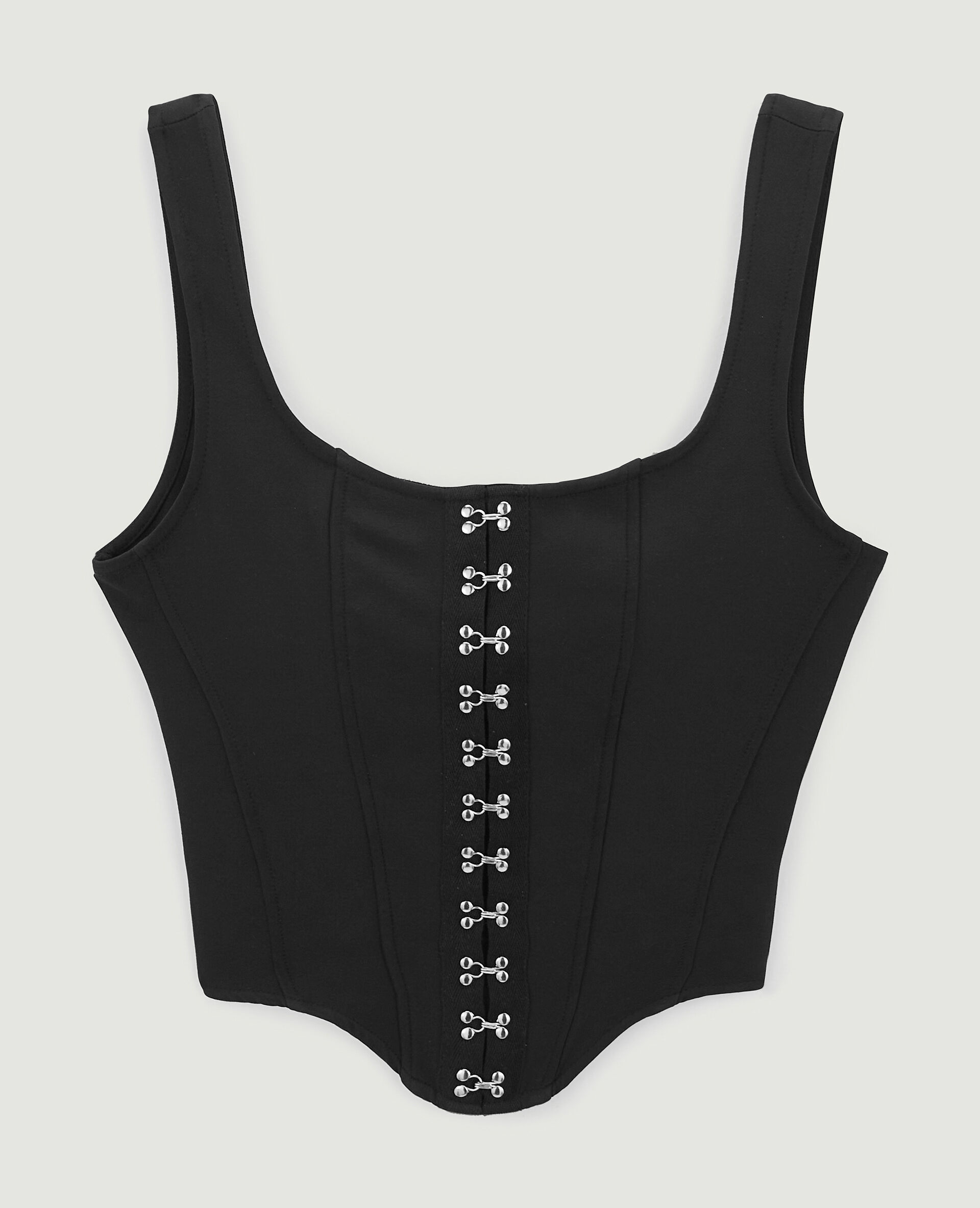Top à bretelles façon corset - Noir