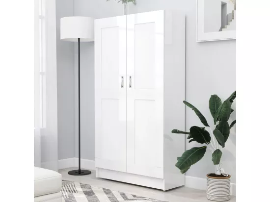 Bibliothèque Blanc brillant 82,5x30,5x150 cm Bois d’ingénierie