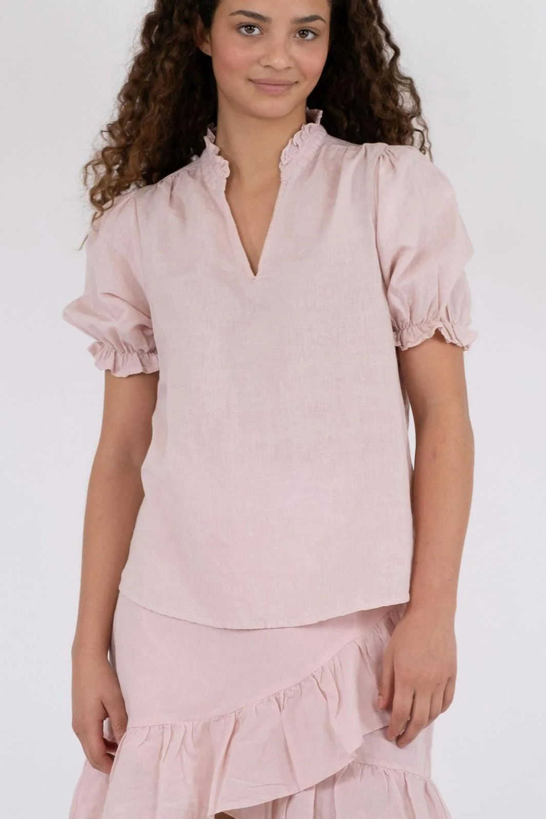 Neo Noir Odesa Linen Blouse rose smoke