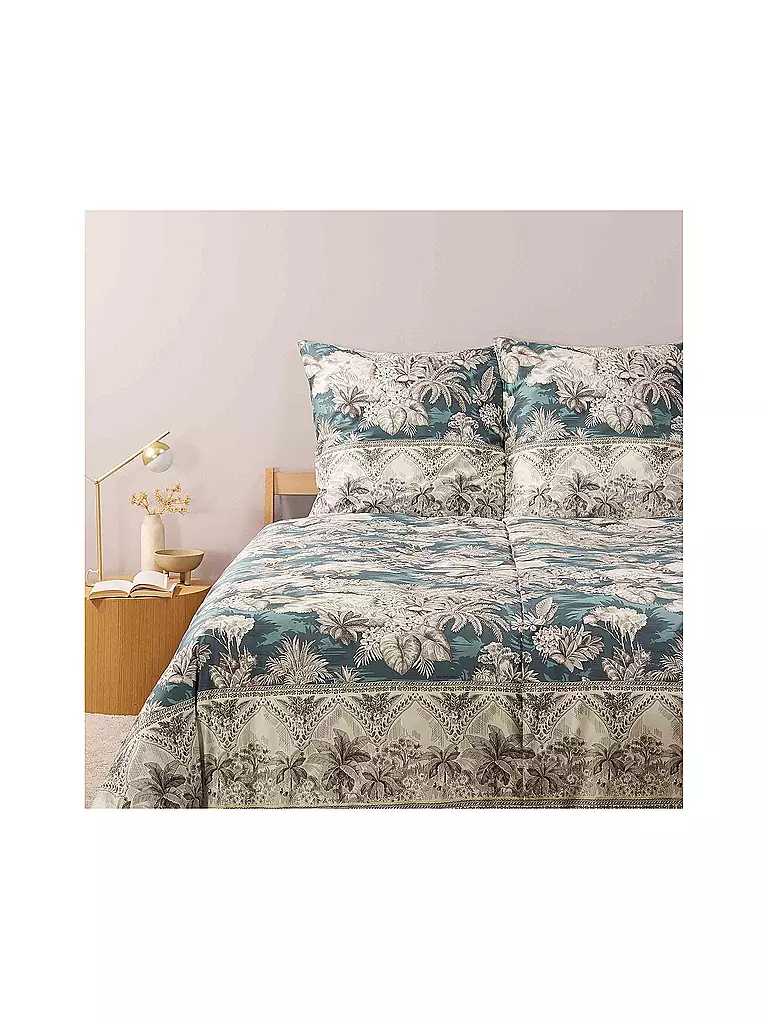 BASSETTI Satin Bettwäsche BOBOLI 70x90cm/140x200cm Gruen dunkelgrün
