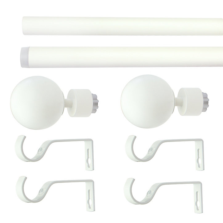 Kit de tringle à rideau extensible embout boule GoodHome 200/330 cm, ⌀25/28mm blanc