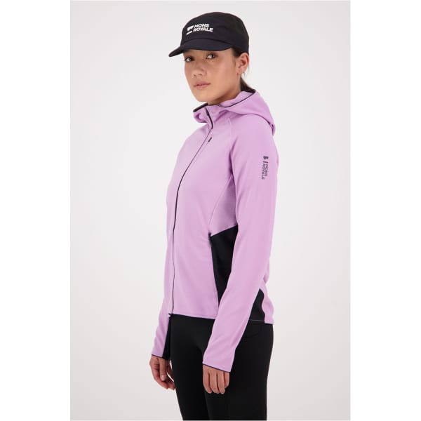 Veste polaire MONS ROYALE MONS ROYAL WMNS APPROACH MERINO GRIDLOCK HOOD ORCHID / BLACK