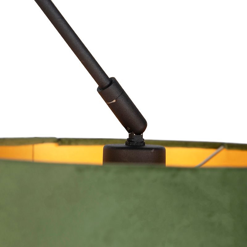 Hanglamp zwart met velours kap groen met goud 35 cm - Blitz