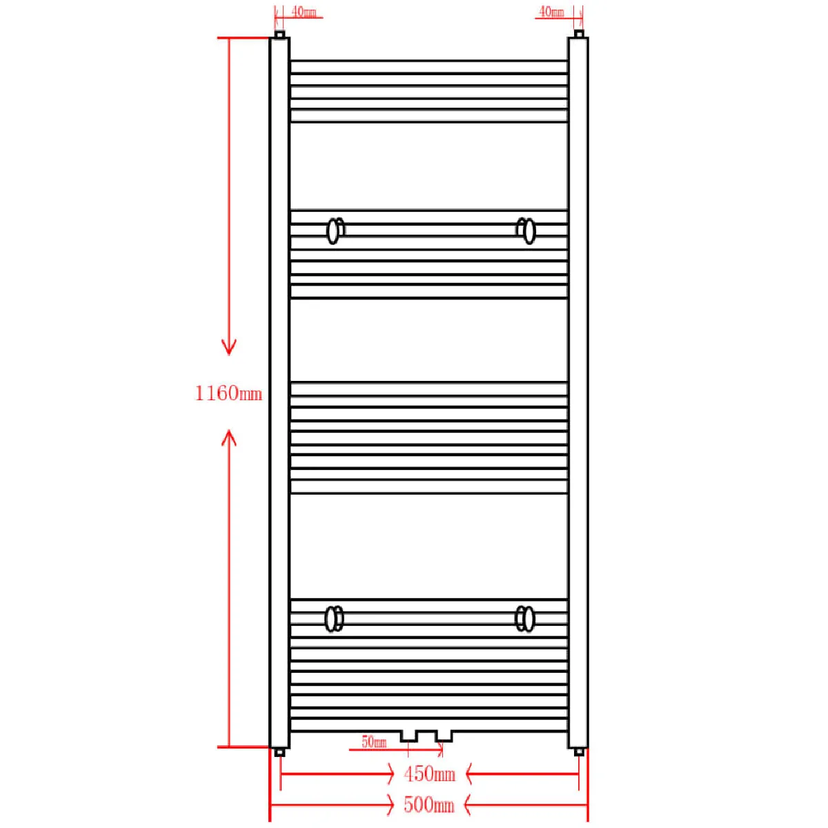 vidaXL 500 x 1160 mm Noir