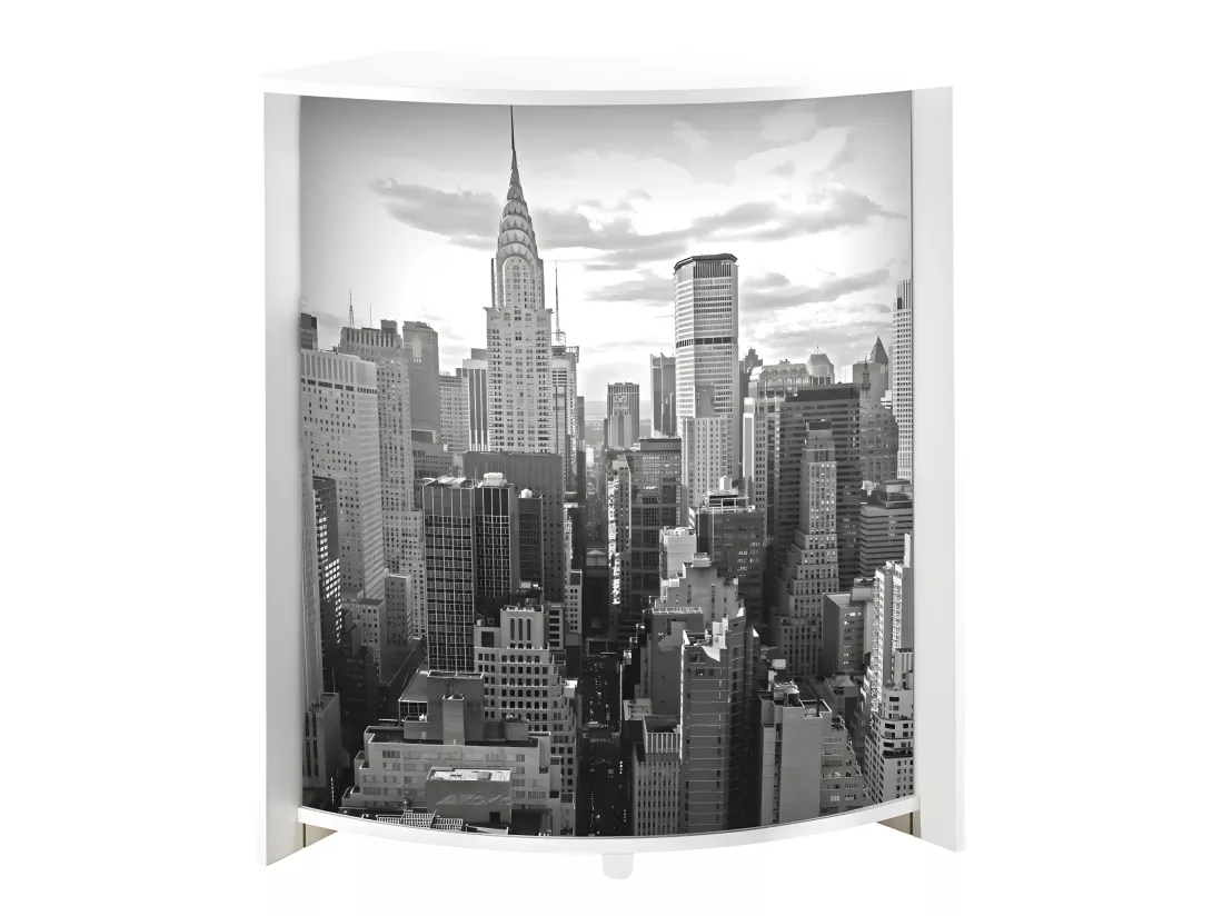 Meuble Comptoir Bar 96 cm Blanc 3 Niches - Coloris: New York 500