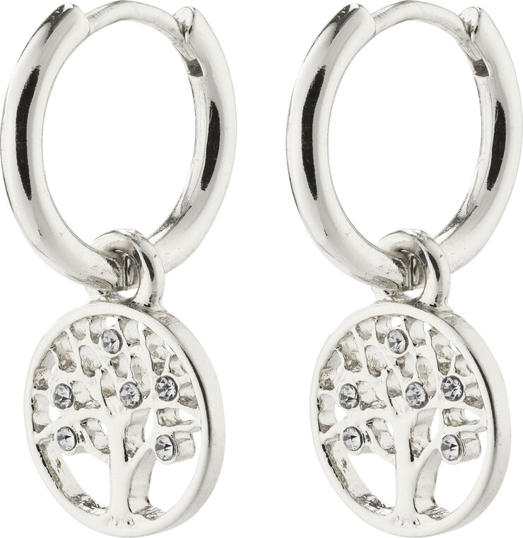 Pilgrim IBEN recycled tree-of-life hoop earrings silver-plated Sølv