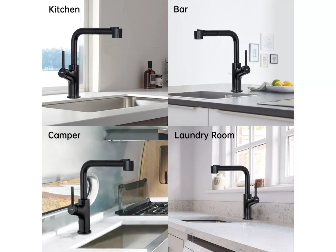 Mitigeur Cuisine Noir avec Douchette Extensible,Robinet Cuisine avec 2 Jets,Mitigeur Evier Rotatif à 360°,Robinet Evier Eau Chaude et Froide
