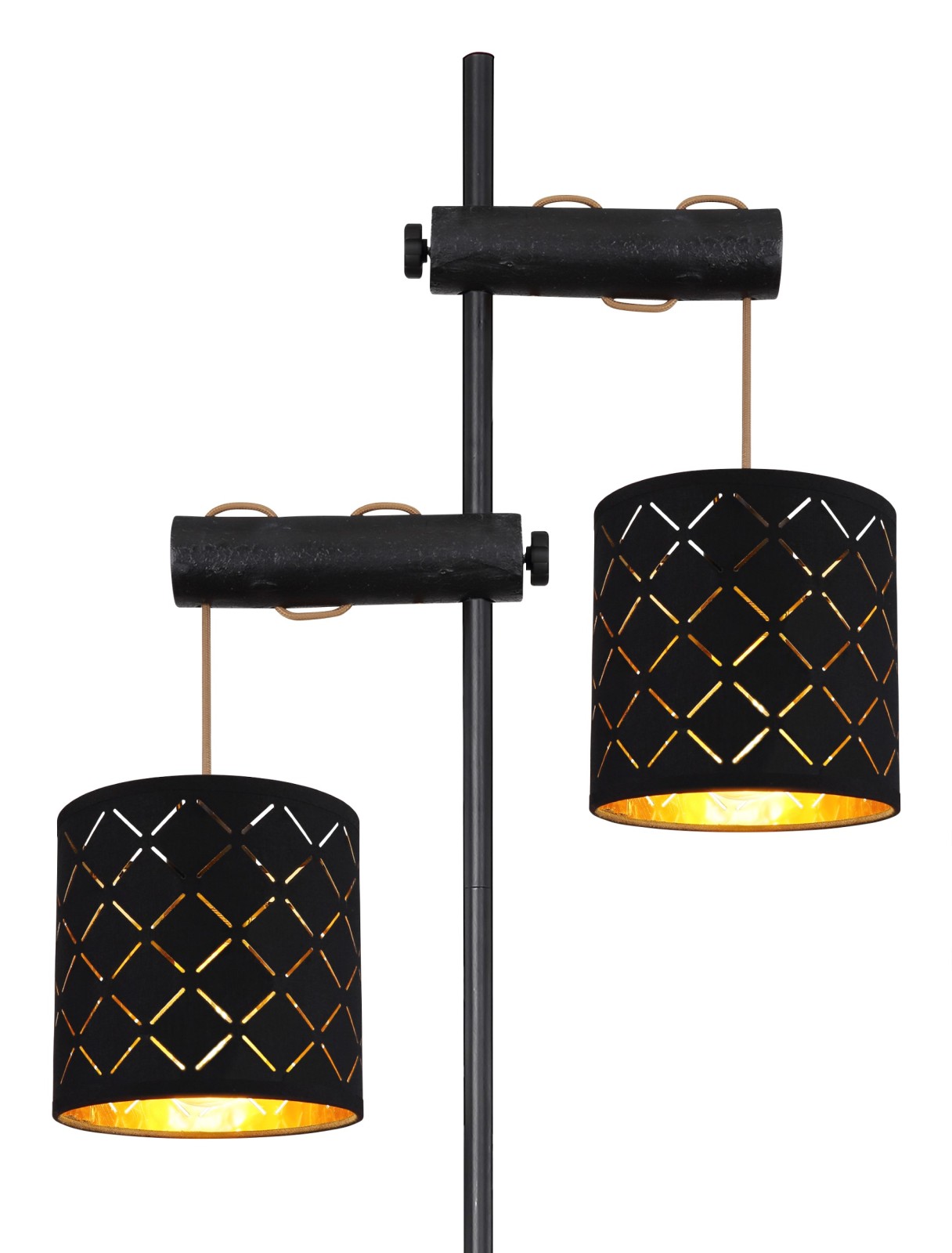 Standleuchte - schwarz-gold - Metall - 150 cm hoch
