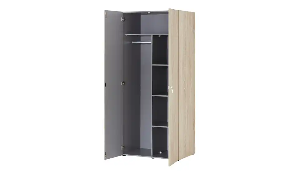 Kleiderschrank Multischrank-System 80 cm Eiche sägerau (Nachbildung)