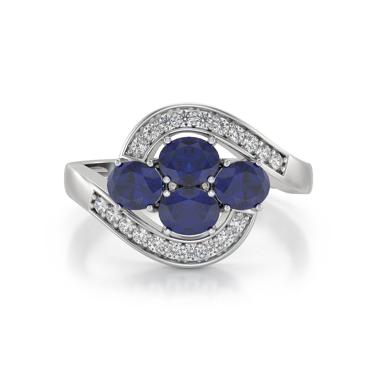 Bague ADEN Or 585 Blanc Saphir et diamants 2.91grs