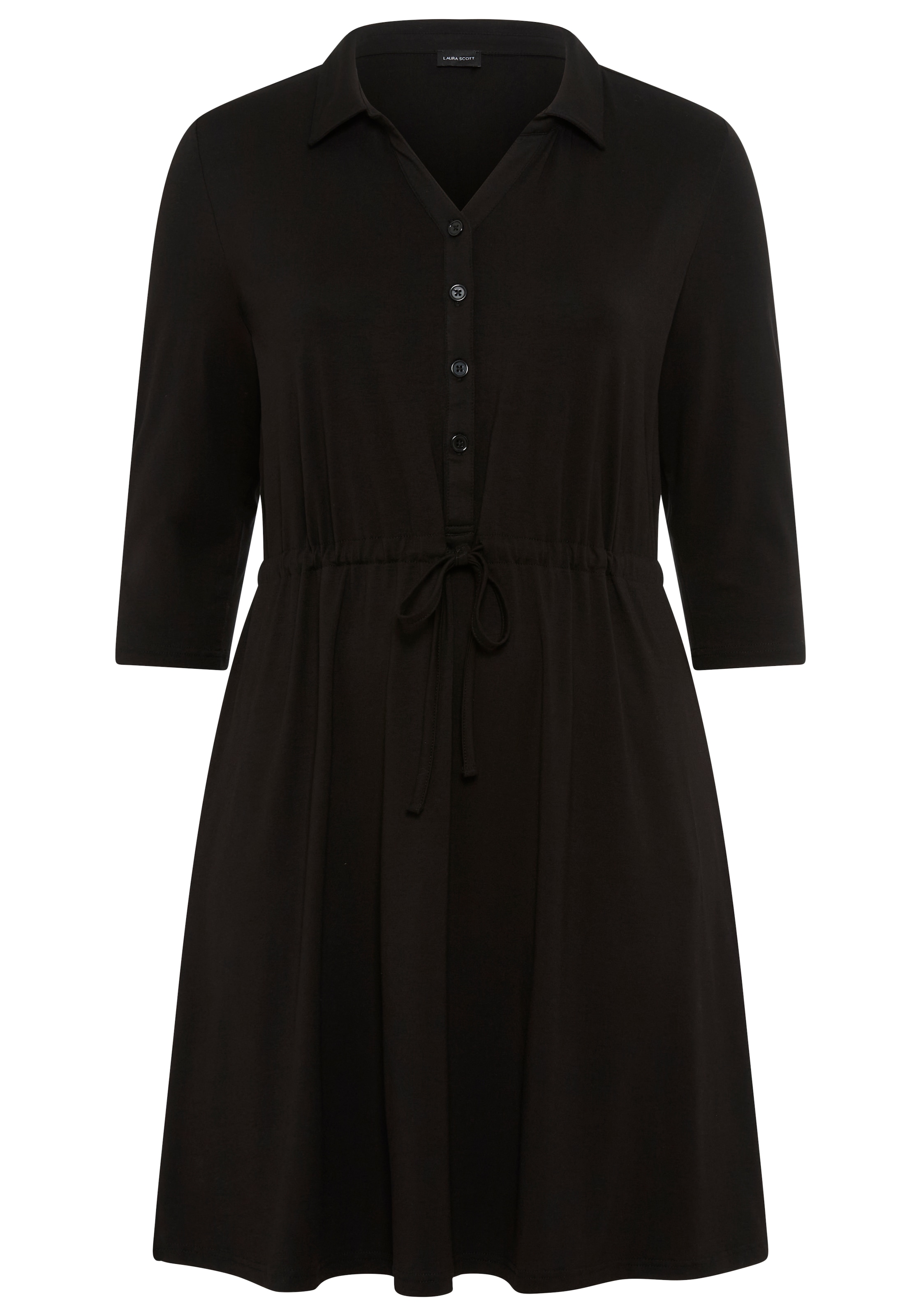 Laura Scott CURVE Jerseykleid mit Polo-Kragen und taillierendem Tunnelzug - GROSSE GRÖSSE
