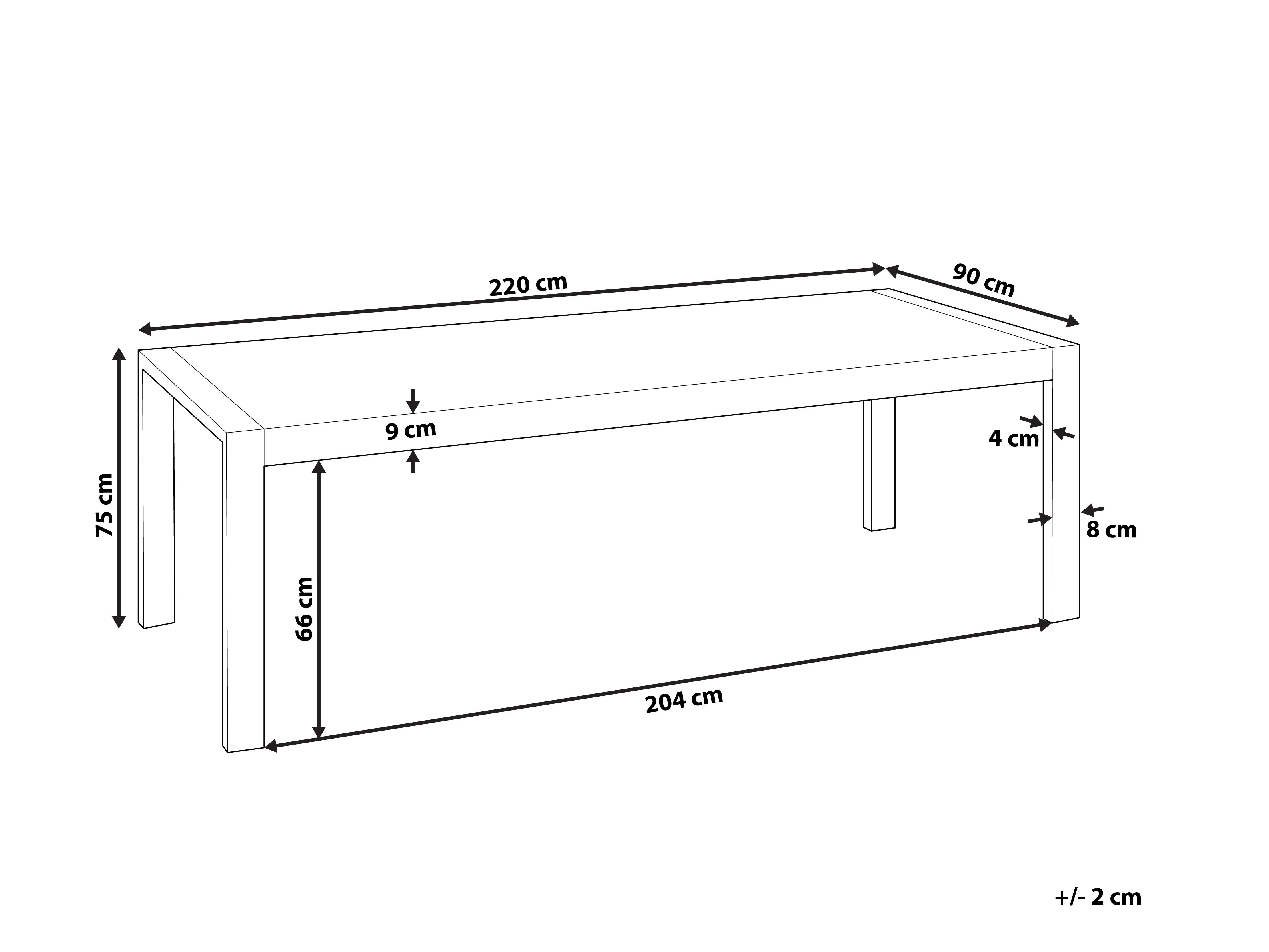 Eettafel ARCTIC Zilver 90 cm 220 cm