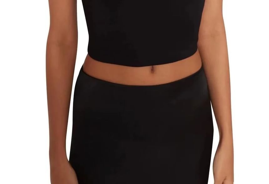 Reknovine - Mouwloze crop top met vierkante hals en effen kleur