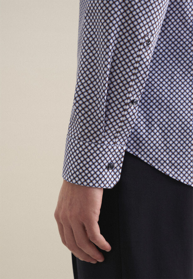 Seidensticker Business Shirt Slim Long sleeve Kent-Collar Print Brown
