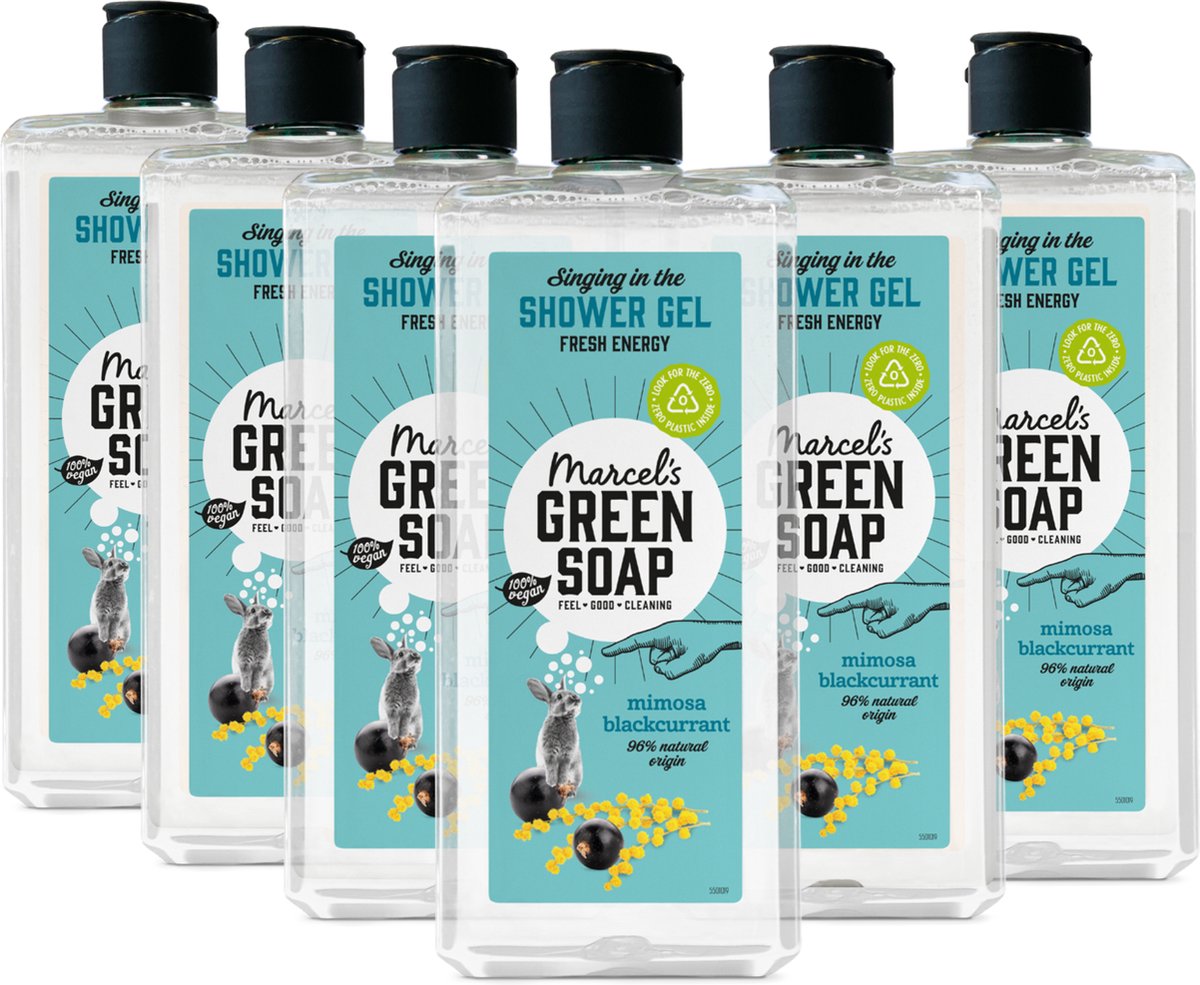 6x Marcel’s Green Soap Shower gel Mimosa & Black Current (300 ml)