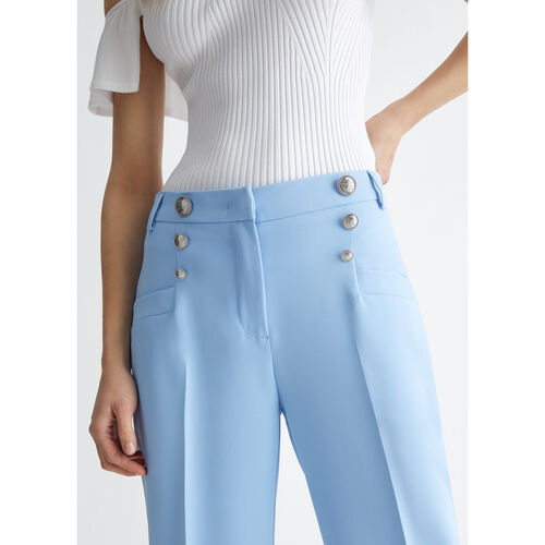 Liu Jo - Pantalón tobillero con botones Azul