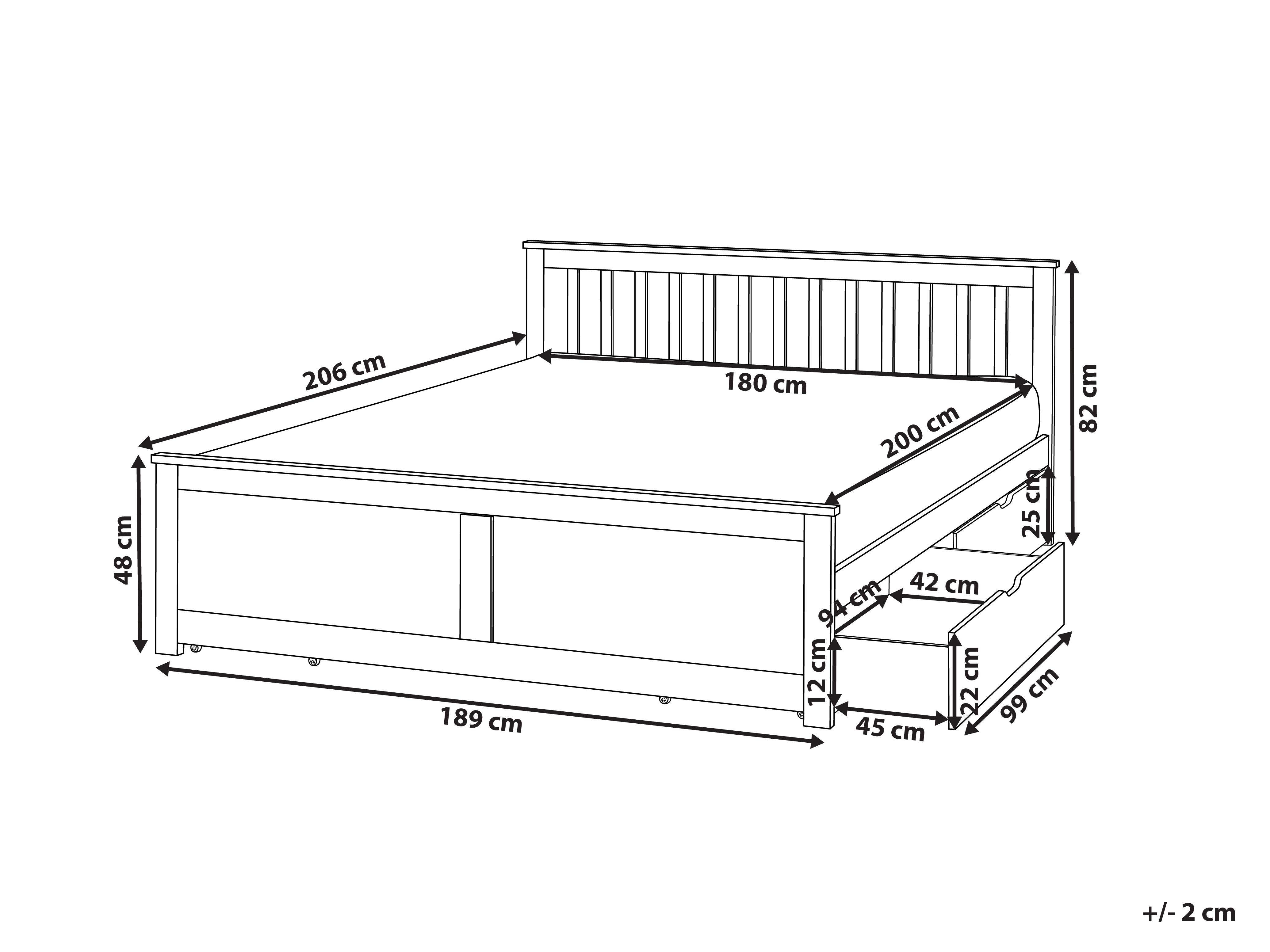 Bed met opbergladen Dennenhout OLENDON 180 x 200 cm Wit
