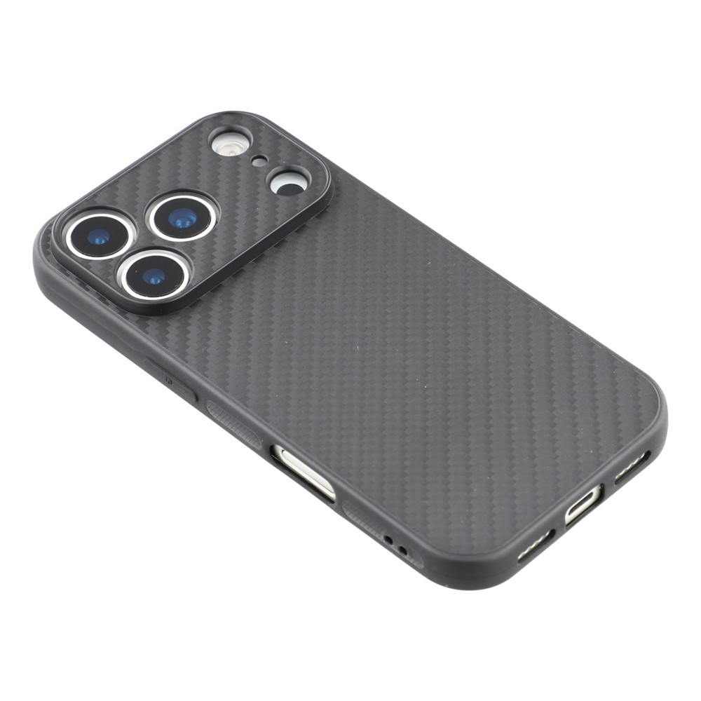 iPhone 17 Pro Gummi Hülle im Carbon Look - Schwarz