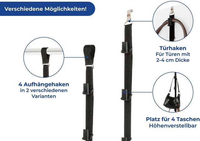 Maximex Türregal »Taschengarderobe« Set, 2 Stk. tlg. für 8 Taschen, zum Einhängen an Türen mit Türbreiten von 2 - 4 cm