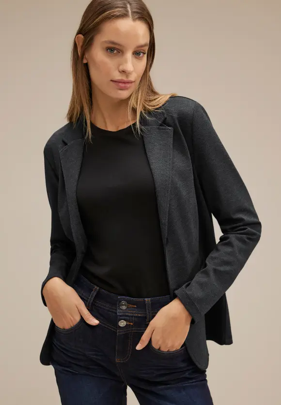 Basic Piqué Blazer - Black