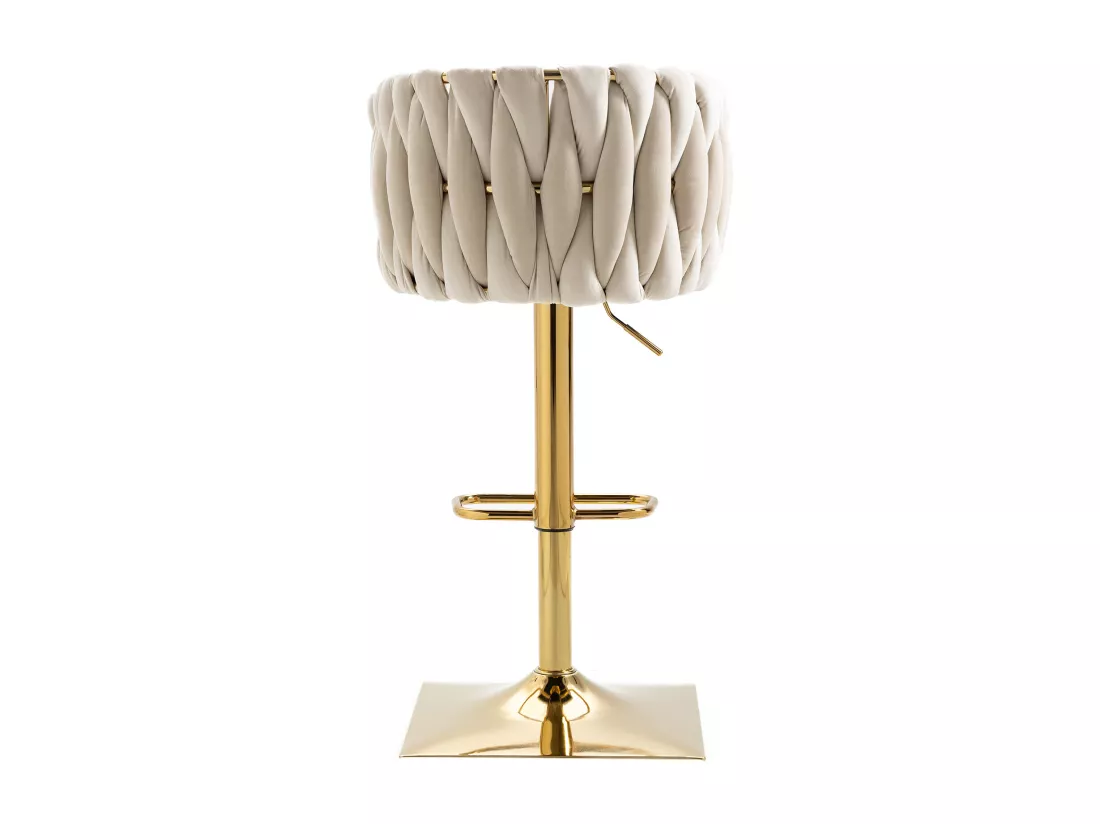 Lot de 2 tabourets de bar, pivotante, réglable en hauteur avec dossier et repose-pieds, pied en metal, 53x51x83-105cm, beige