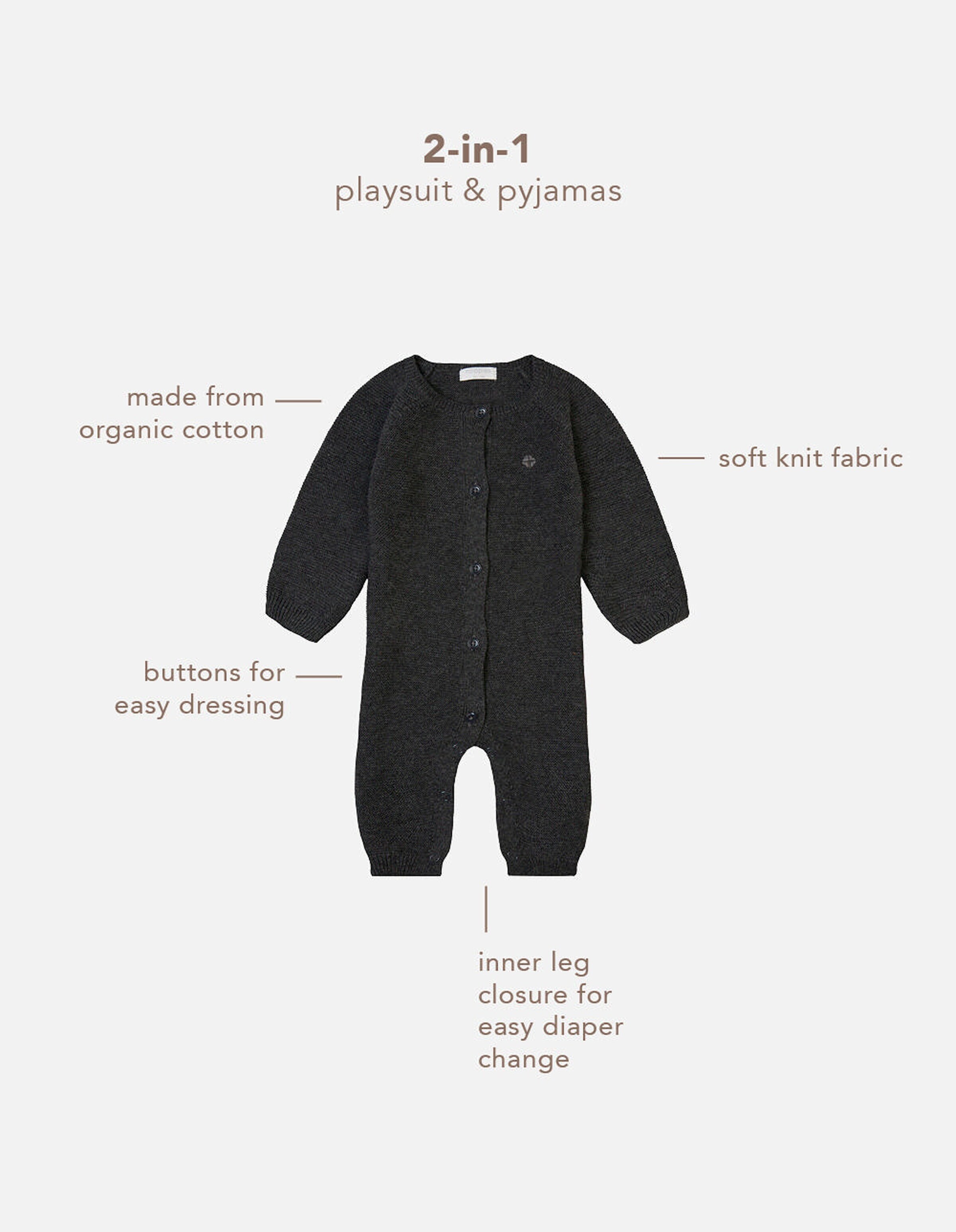 Noppies Baby Strampler Monrovia Dark grey melange