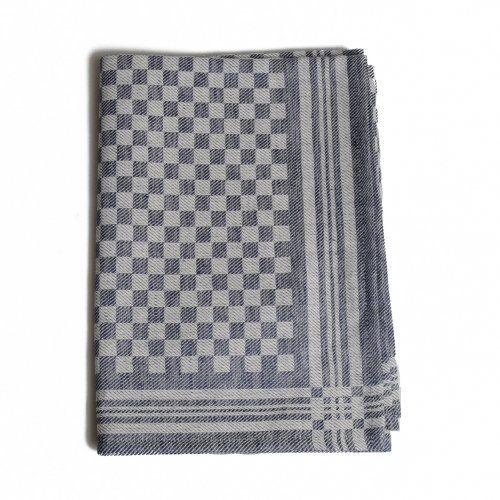 Thee-/glazendoek, linnen/katoen, blauw ruitje