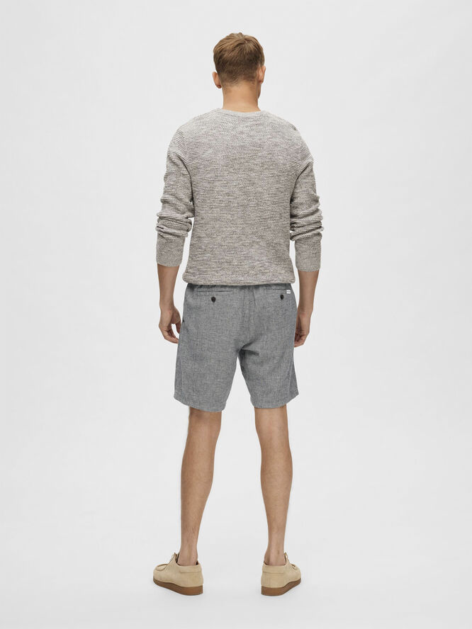 Selected Homme SLHREGULAR-BRODY LINEN SHORTS NOOS Sky captain/mixed w. oatmeal