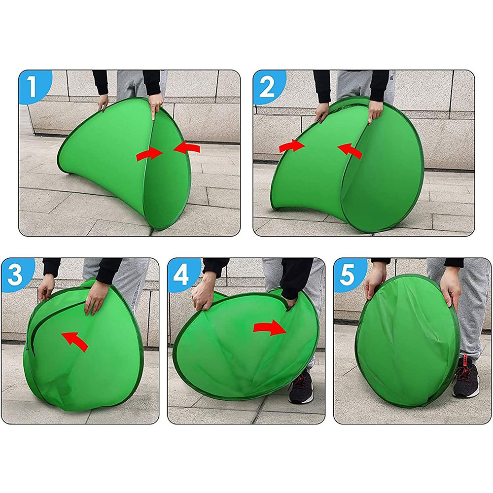 (Ø110cm) Faltbarer Pop Up Green Screen Stuhl Hintergrund Leinwand Kulisse   Tragetasche - Grün