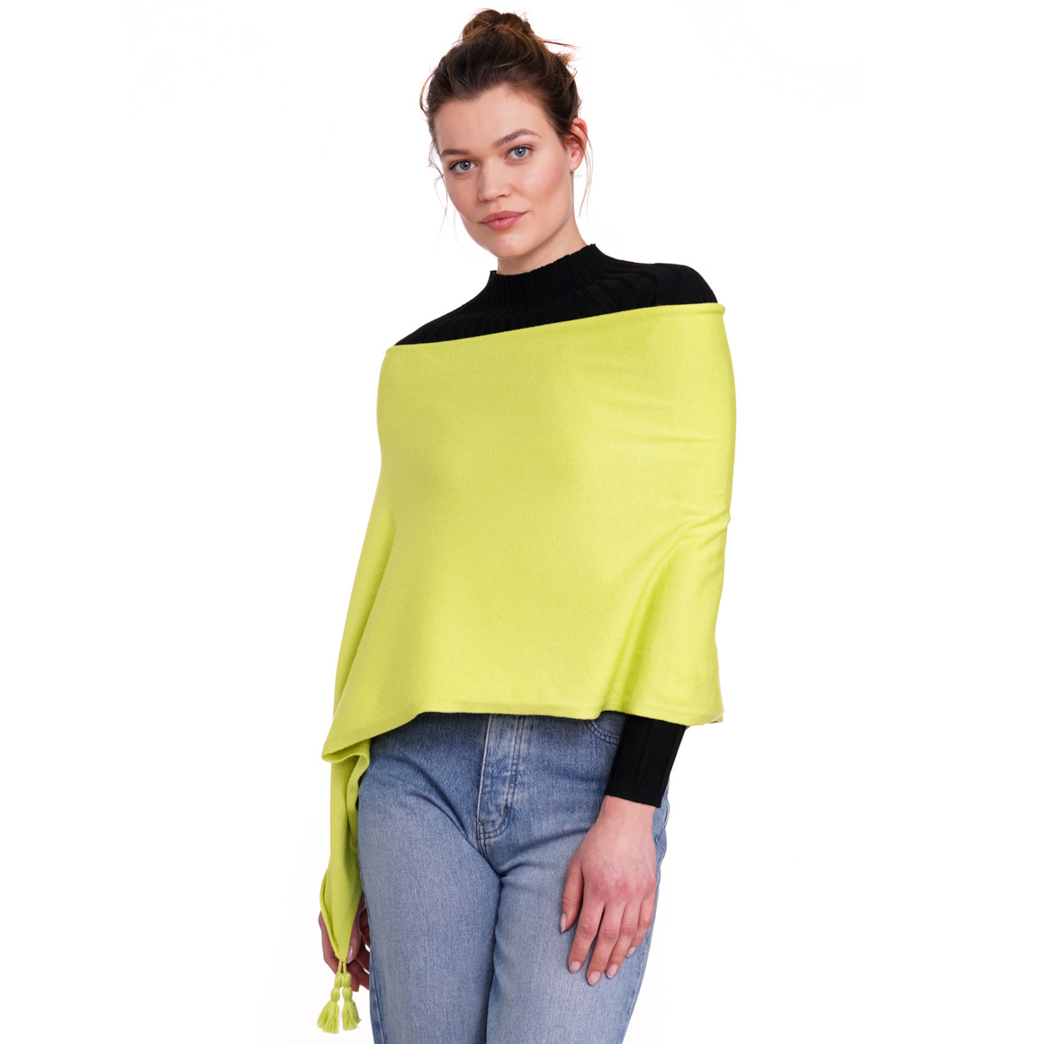Gina Benotti Damen Poncho mit Tasseln hellgrün