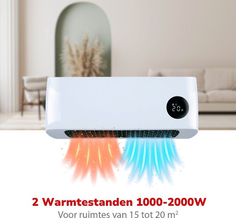 Alpina Wandgemonteerde Elektrische Verwarming - 1000-2000W - Keramisch - Timer