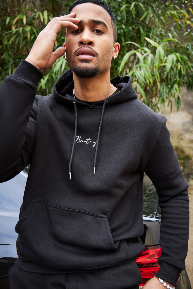 Sweat à capuche noir inscription Brentiny