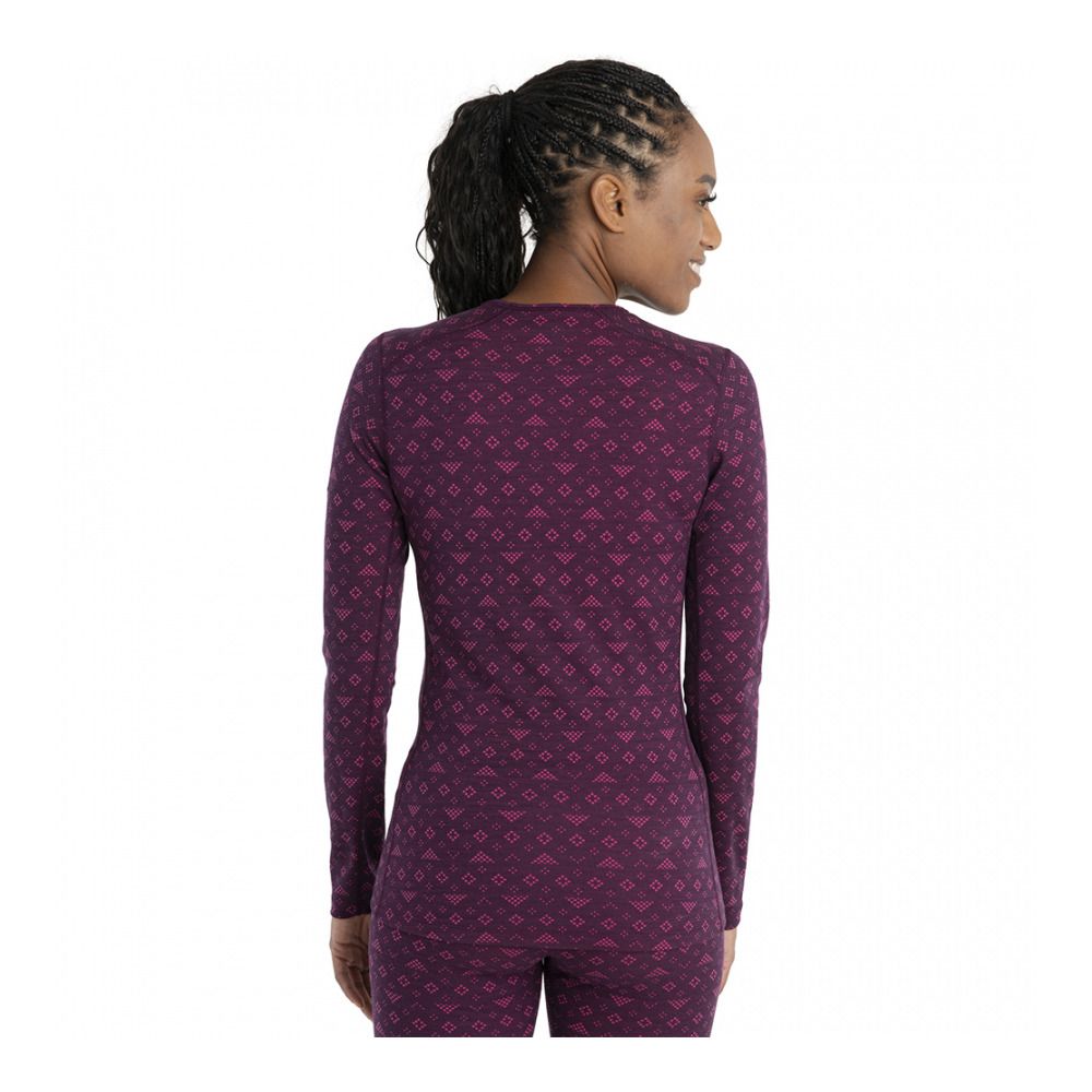 Icebreaker 200 OASIS CREWE FIRST SNOW - Sous-couche Femme nightshade/tempo/aop