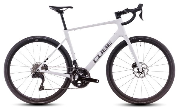 Vélo de Route Cube Attain C:62 SLX Shimano 105 Di2 12V 700 mm Blanc Cotton Gris 2025