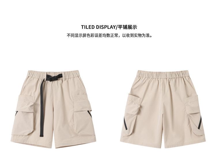 Ninine - Cargoshorts met wijde pijpen en effen taille